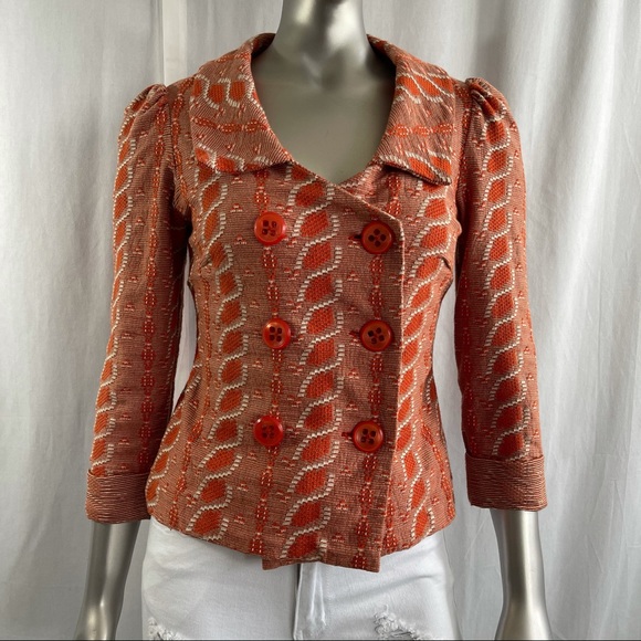 HWR Monogram Liasis Orange Blazer Jacket - Picture 1 of 5